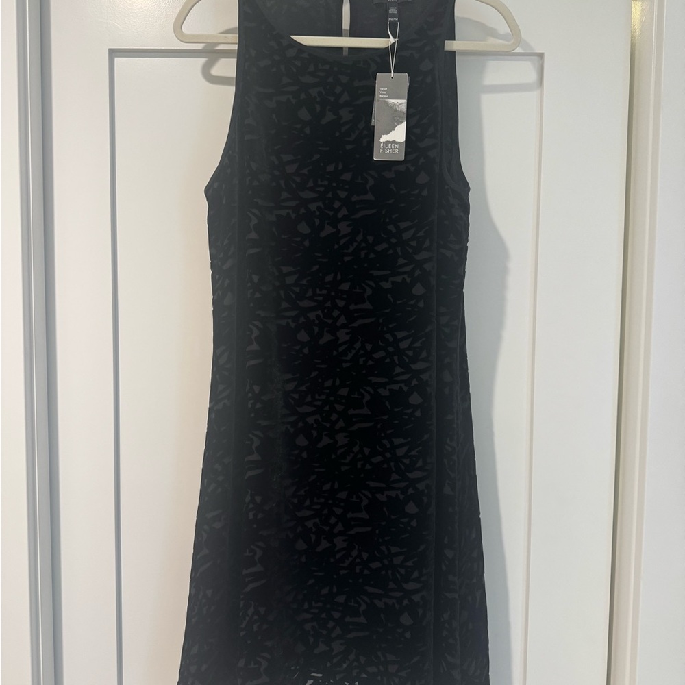 NWT Eileen Fisher Black Patterned Mini Dress